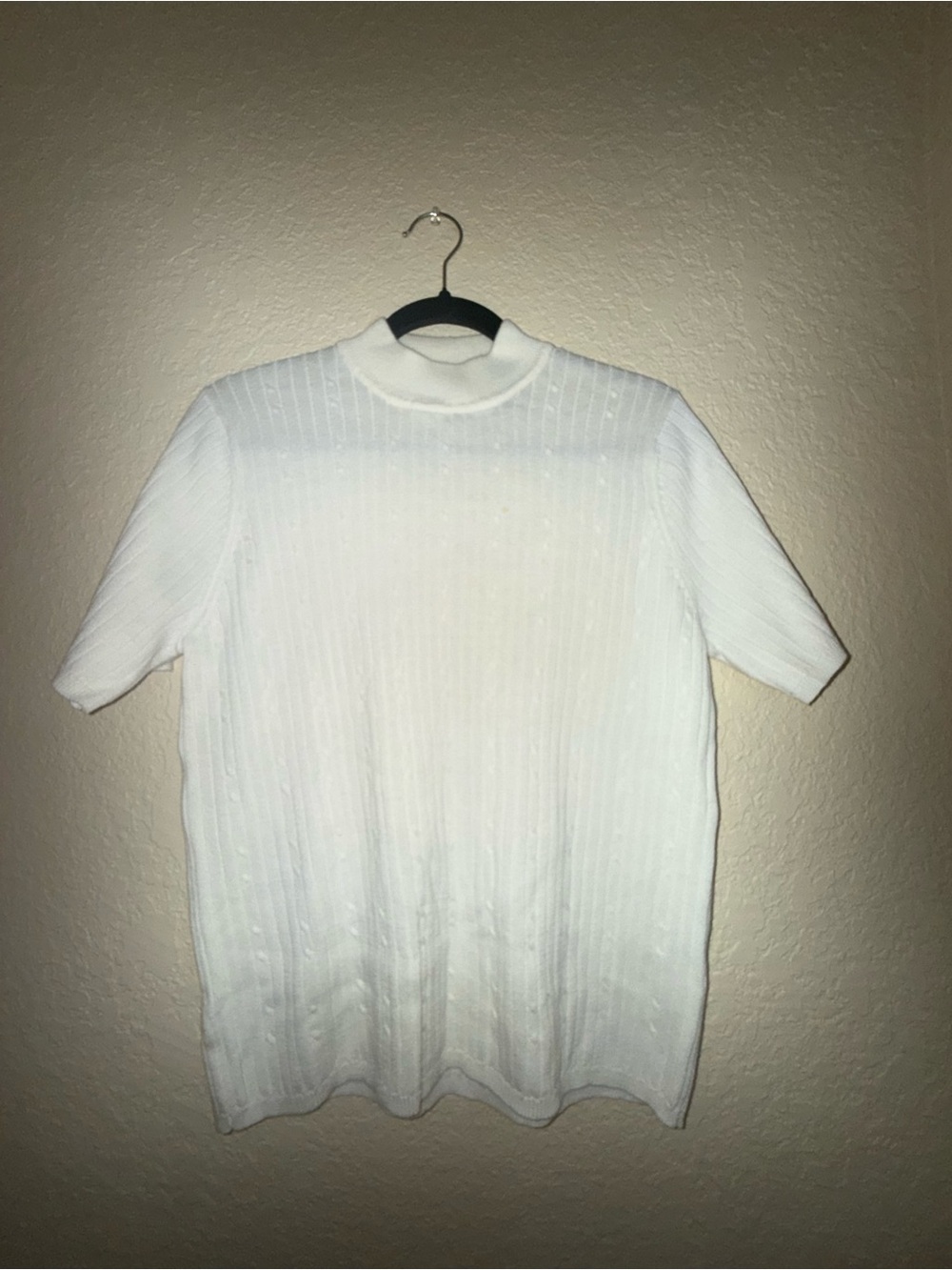 Laura Scott White Short-Sleeve Mock Turtleneck